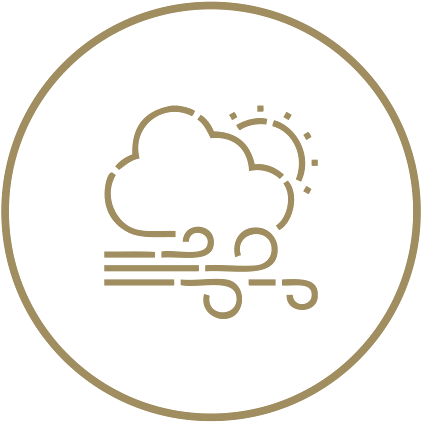 Icono de nube y viento: clima