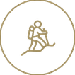 Icono de caminante con equipo de montaña: equipo técnico